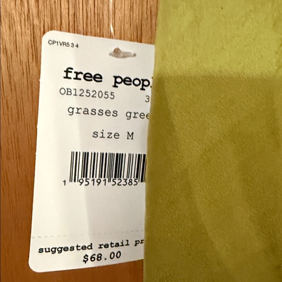 •FREE PEOPLE•NWT GRASSES GREEN “MY OH MY”SMOCK NECKLINE KEYHOLE BLOUSE MEDIUM - Picture 14 of 16